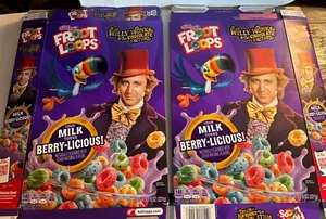 KELLOGGS FROOT LOOPS WILLY WONKA & THE CHOCOLATE FACTORY (2 Boxen OHNE PRODUKT) - Bild 1 von 3