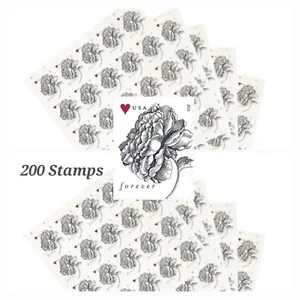 200 FOREVER Stamps 10 SHEETS OF 20 Wedding Vintage Rose  - Picture 1 of 4
