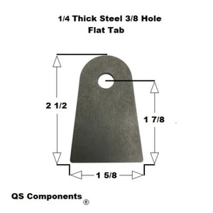 Chassis Rod End Tab 3/8" Hole 1/4" Thick 2 1/2" Tall Steel Flat Tab Weldable - Picture 1 of 1
