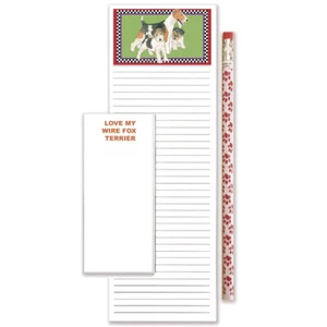 Fox Terrier Wire To Do List Magnetic Shopping Pad Notepad & Pencil Gift Set - Picture 1 of 1