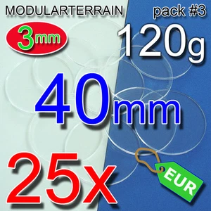 25x 40mm ROUND BASE 3mm CLEAR ACRYLIC CIRCLE CIRCULAR METACRILATO SOCLE ROND - Foto 1 di 3