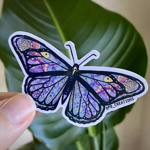 Colorful Rainbow Butterfly Acrylic Pour Vinyl Sticker - Picture 1 of 1