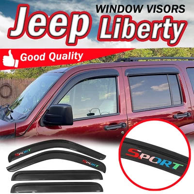 Fits 08-14 Jeep Liberty 4Dr Window Visor Rain Guard Deflector w/ Colourful Sport Foto 1 de 4