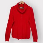Lauren Ralph Lauren Pullover Sweater Women L Red Knit Cowl Neck Long Sleeve U61