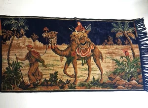 Tapiz vintage árabe boda mujeres montar camello colgante de pared con flecos - Imagen 1 de 11