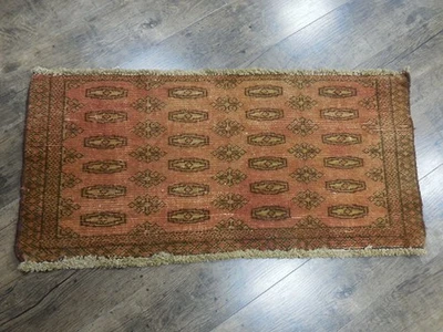 Vintage TurkishHand Made Geometric Anatolian Tribal Turkish Rug 1.5x3 Ft - Image 1 of 4