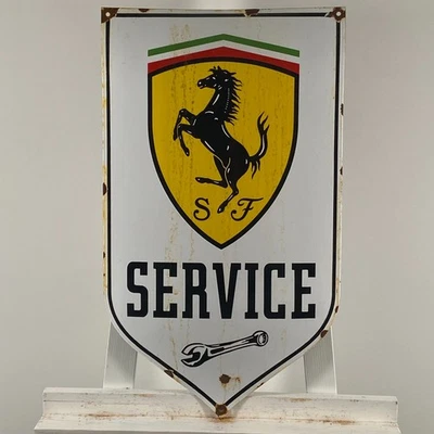 Ferrari Enamel Sign - 60x35cm (23.6x13.8") - Big Unique Garage Service Iron Sign - Image 1 of 4