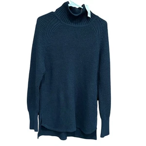 Banana Republic Turtleneck Sweater Tunic Waffle Knit Long Sleeve Black L - Picture 1 of 6