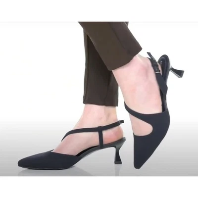 Zapatos Anne Klein Negro Patente D'Orsay Punta Punta Gatito Tacones 7M NUEVO Foto 1 de 4