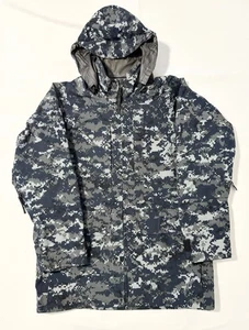 US Navy Digital Camo Full Zip Jacket Roll Up Hood Mens Small Blue Parka Working - Bild 1 von 18