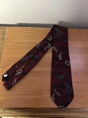 Oscar de La Renta мужские пейсли и перья бордовая, бирюзовая и белая шелковая смесь - Изображение 1 из 3