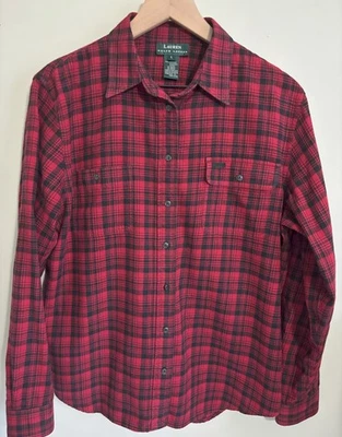 Ralph Lauren Womens Flannel Button Shirt LG Relaxed Classic Comfy Outdoor Chore  - Image 1 of 4