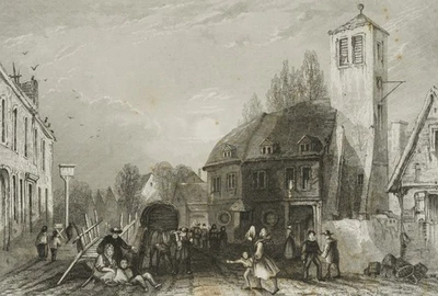 J. SHURY (19.Jhd), Singhofen, Sst. Romantik Architektur 1800-1849 Druckgraphik - Bild 1 von 4