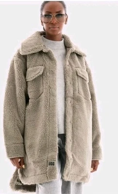 UGG Frankie Gran Tamaño Pelusa Camionero Camisa Chaqueta Abrigo GRIS Sherpa TEDDY PEQUEÑO  Foto 1 de 4