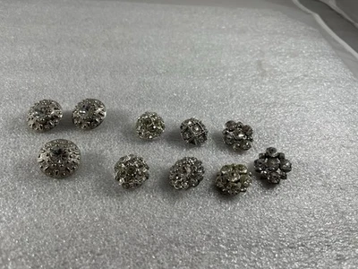10 Vintage Rhinestone  Metal Silver tone Buttons .75”, 7/8” - Image 1 of 4