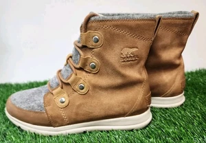 BOTAS SOREL EXPLORER NEXT JOAN IMPERMEABLES BRONCEADO GAMUZA GRIS FIELTRO LANA MUJER 10 - Imagen 1 de 11