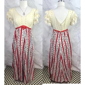 Maxi abito floreale hawaiano principessa Kaiulani vintage anni 70 M maniche corte a sbuffo occhiello - Foto 1 di 18