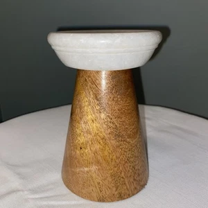 West Elm Marble And Wooden,Velvet Bottom Candle Holder Minimalist Modern - Picture 1 of 5
