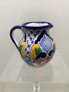 Talavera Mexican Pottery signed small pitcher creamer jug 4” tall EUC - Picture 1 of 7