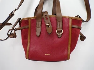 Mini bolso de hombro Furla Net de cuero rojo/borgoña 2 vías para mujer - Imagen 1 de 5