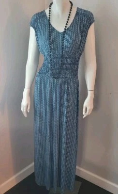 Daisy Fuentes 女式长裙,尺寸 XL蓝色白色无袖柔软 — 第 1/4 张图片