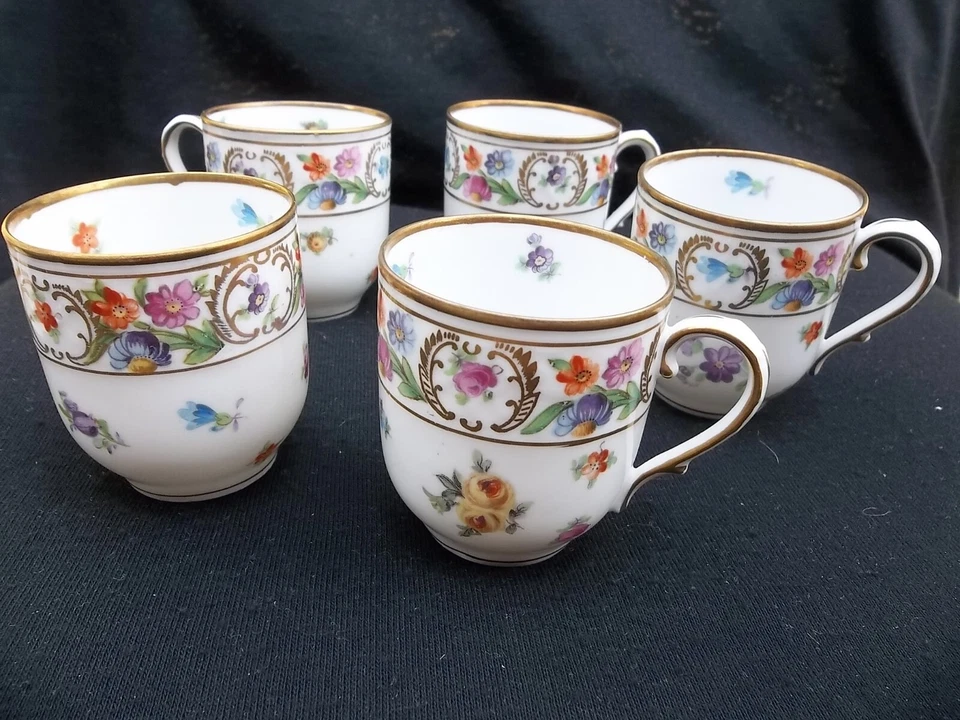 SCHUMANN BAVARIA EMPRESS DRESDEN FLOWER DEMITASSE /ESPRESSO CUPS GERMANY 5 PC - Image 1 of 4