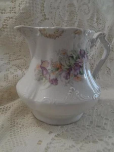 Jarra jarra crema jarra jarabe pensamiento púrpura porcelana bávara pintada a mano antigua - Imagen 1 de 12