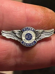 WW2 ERA STERLING SILVER UNITED STATES AIR FORCE FILTER CENTER SERVICE PIN - Picture 1 of 2