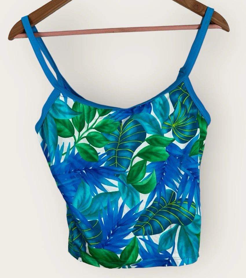 NUEVO CON ETIQUETAS VINTAGE Speedo Swim Mujer 8 Tankini Brillante Tropical Floral Verde Azul Años 90 Foto 1 de 4