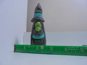 Vermont Americana Folk Art Wood Hand Carving Halloween Teal Kitchen Witch - Picture 1 of 5