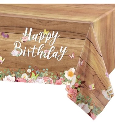 Цветочный Happy день рождения скатерти милый бабочка дерева зерно стол чехол - Изображение 1 из 4