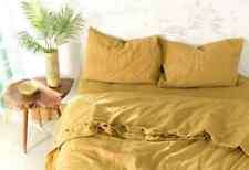 Mustard Yellow Washed Cotton Boho Duvet Cover Comforter Cover With 2 Pillowcases