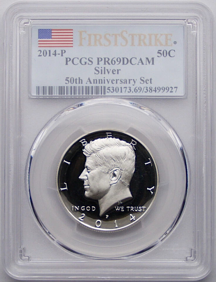 2014 P SILVER KENNEDY HALF DOLLAR 50TH ANNIVERSARY SILVER PR69 DCAM FIRST STRIKE - Image 1 of 2