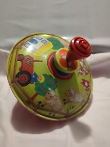 Vintage SPINNING TOP Tin Toy ~ LBZ ~ Pre-Owned ~ Small Scuffs Scratches & Dents