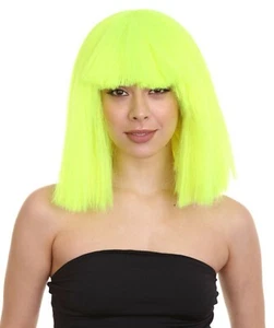Adult Wonem's Pop Star Neon Green Wig HW-1159A - Picture 1 of 8