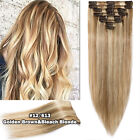 CLEARANCE Clip In 100% Real Remy Human Hair Extensions Full Head Highlight US Ss