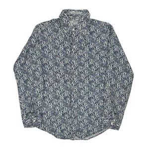 Mickey Mouse Disney Floral Patterned Shirt - Medium Blue Cotton - Picture 1 of 7