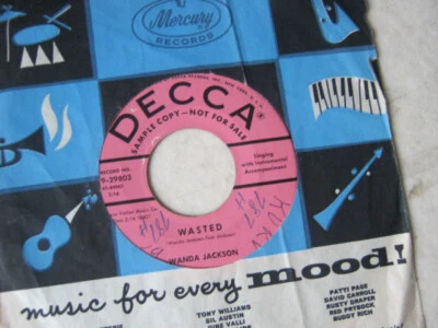 WANDA JACKSON 1956 Wasted B/W I Cried Again VINTAGE US PROMOTIONAL 45RPM NM- - Image 1 of 2