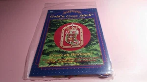 GOLD'N CROSS STITCH 24KT Gold Plated Christmas Stocking Ornament COMPLETE KIT - Picture 1 of 2
