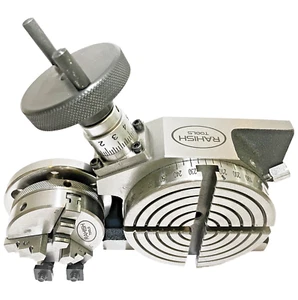 Rotary Table 4" 100 mm Horizontal And Vertical With 65 mm Chuck 3 Jaw Backplate - Foto 1 di 12