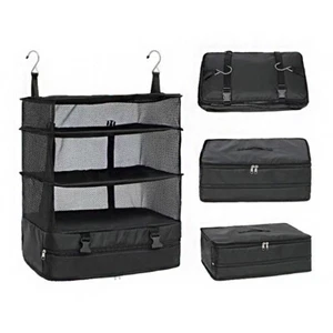 4 Layers Outdoor Storage Hanging Bag Portable Foldable Travel Package Mesh Bag - Picture 1 of 6