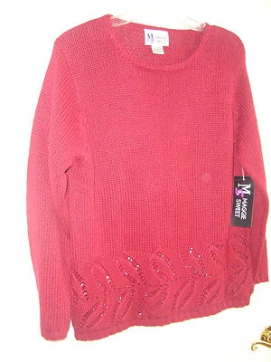 Suéter Maggie Sweet Rojo Oscuro Ramio/Algodón Cuello Redondo con Diseño Manga Larga L NUEVO Foto 1 de 2