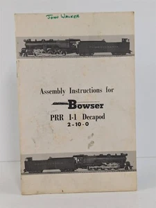 BOWSER PRR I-1 Decapod 2-10-0 Assembly Instructions Original Manual - Picture 1 of 7
