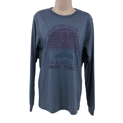 Camiseta Bella+Canvas Mujer Talla Mediana Azul I'm Mostly Peace Love Light LS Foto 1 de 4