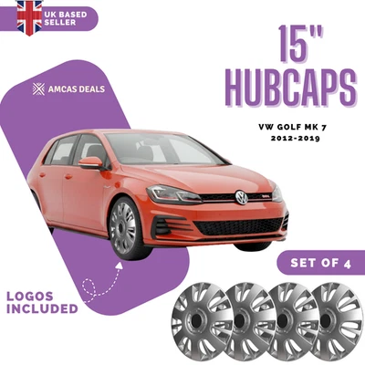 15" WHEEL TRIMS HUB CAPS COVERS TRIMS RIMS TO FIT VW GOLF Mk7: 2012-2019 - Image 1 of 4