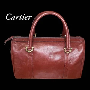 Authentic Cartier Must Line Leather Bordeaux Mini Handbag/Boston Bag For Unisex - Picture 1 of 9