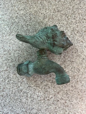 Grifo de grifo de jardín de latón concha para agua al aire libre hecho en EE. UU. bronce cobre Foto 1 de 4