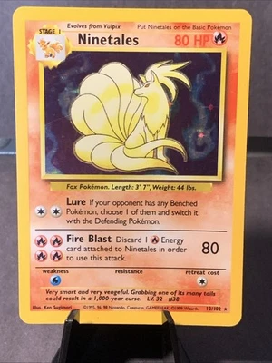 Pokemon TCG Ninetales Base Set Unlimited 12/102 Holo Rare WOTC VTG 1999 - Image 1 of 4