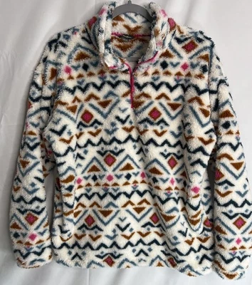 Pullover Eddie Bauer de felpa polar 1/4 cremallera para mujer talla L vainilla azteca exterior Foto 1 de 4