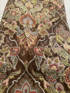Cuddledown King Flat Sheet Paisley Medallion Brown Multi Cotton Percale Maine - Picture 1 of 7